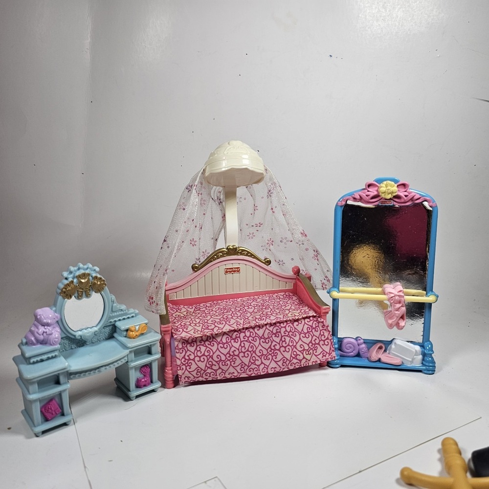 Fisher Price Loving Family‎ Dollhouse KIDS BEDROOM Canopy Girl Pink